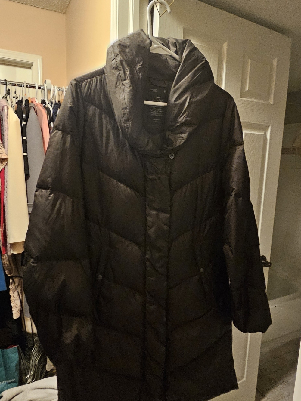 GAP Brown Long Women's Puffer Coat with Funnel Neck
